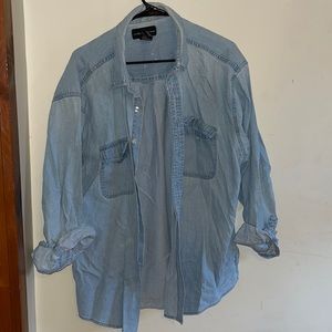 Distressed oversized button down